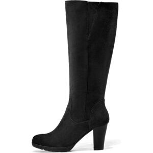 Women's Black Knee High Imported Chunky Heel Boots With Zipper Shoes